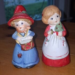 Charming Vintage Holiday Figurines Set - Red and Blue